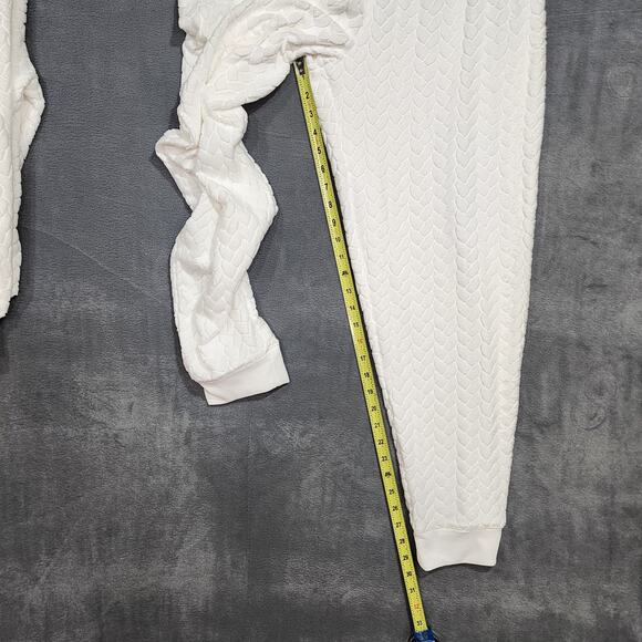 Roudelain Cable Knit Pajama Set Cloud Dancer Long Sleeve Jogger Style Large - Picture 8 of 8